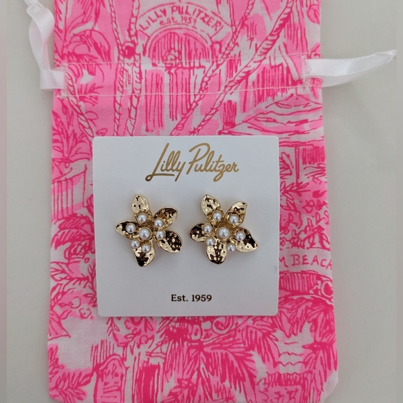 Lilly Pulitzer Jewelry - NWT! Lilly Pulitzer Grove Garden Earrings In Gold Metallic